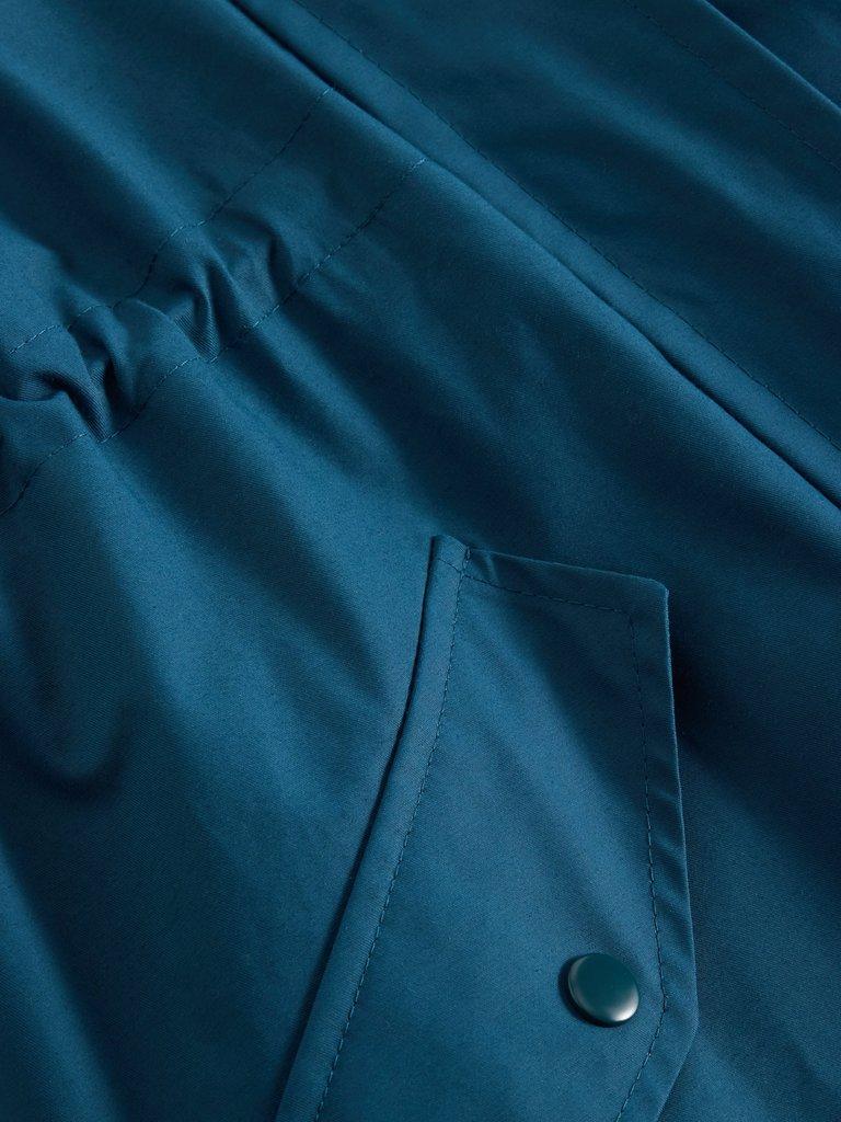 Winnie Waterproof Coat in DK TEAL - FLAT DETAIL