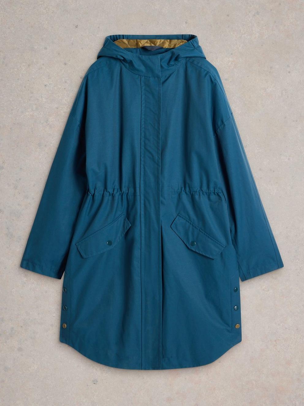 Winnie Waterproof Coat in DK TEAL - FLAT FRONT