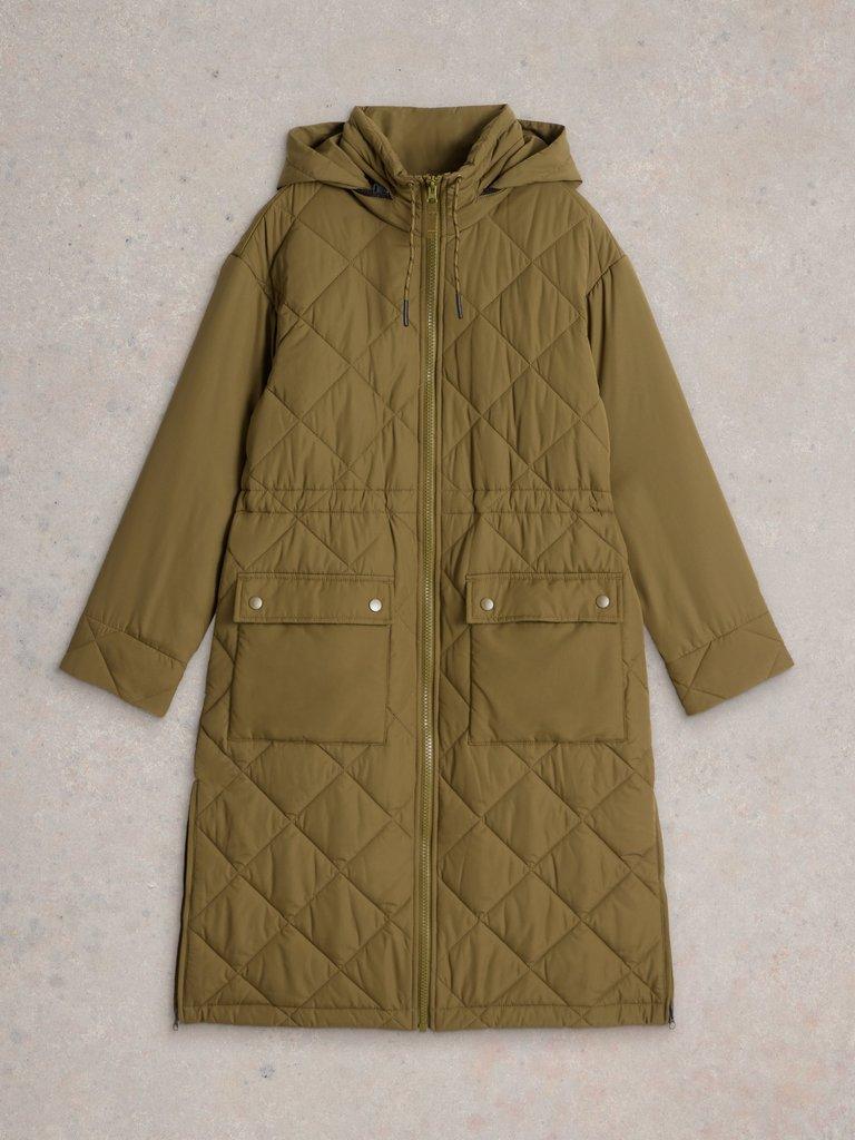 Lorena Quilted Coat in KHAKI GRN - FLAT FRONT