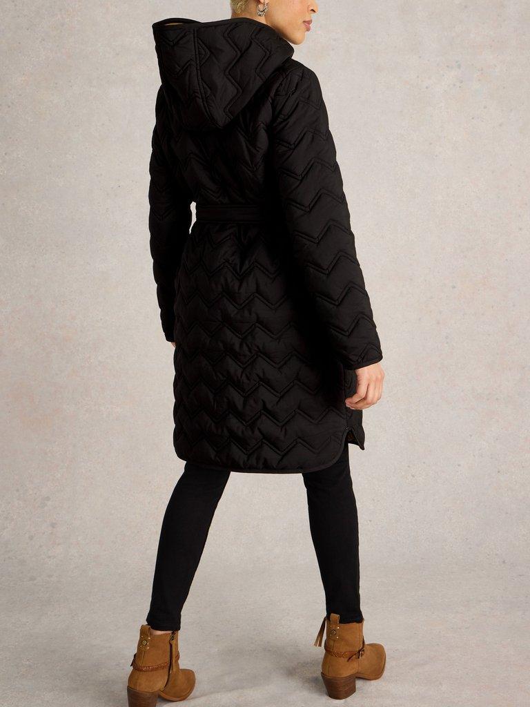 Arlet Quilted Coat in PURE BLK - MODEL BACK