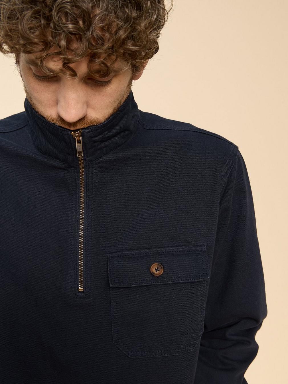 McCarthy Funnel Neck in DARK NAVY - MODEL DETAIL