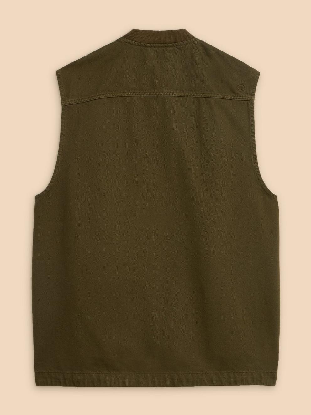 McCarthy Gilet in KHAKI GRN - FLAT BACK