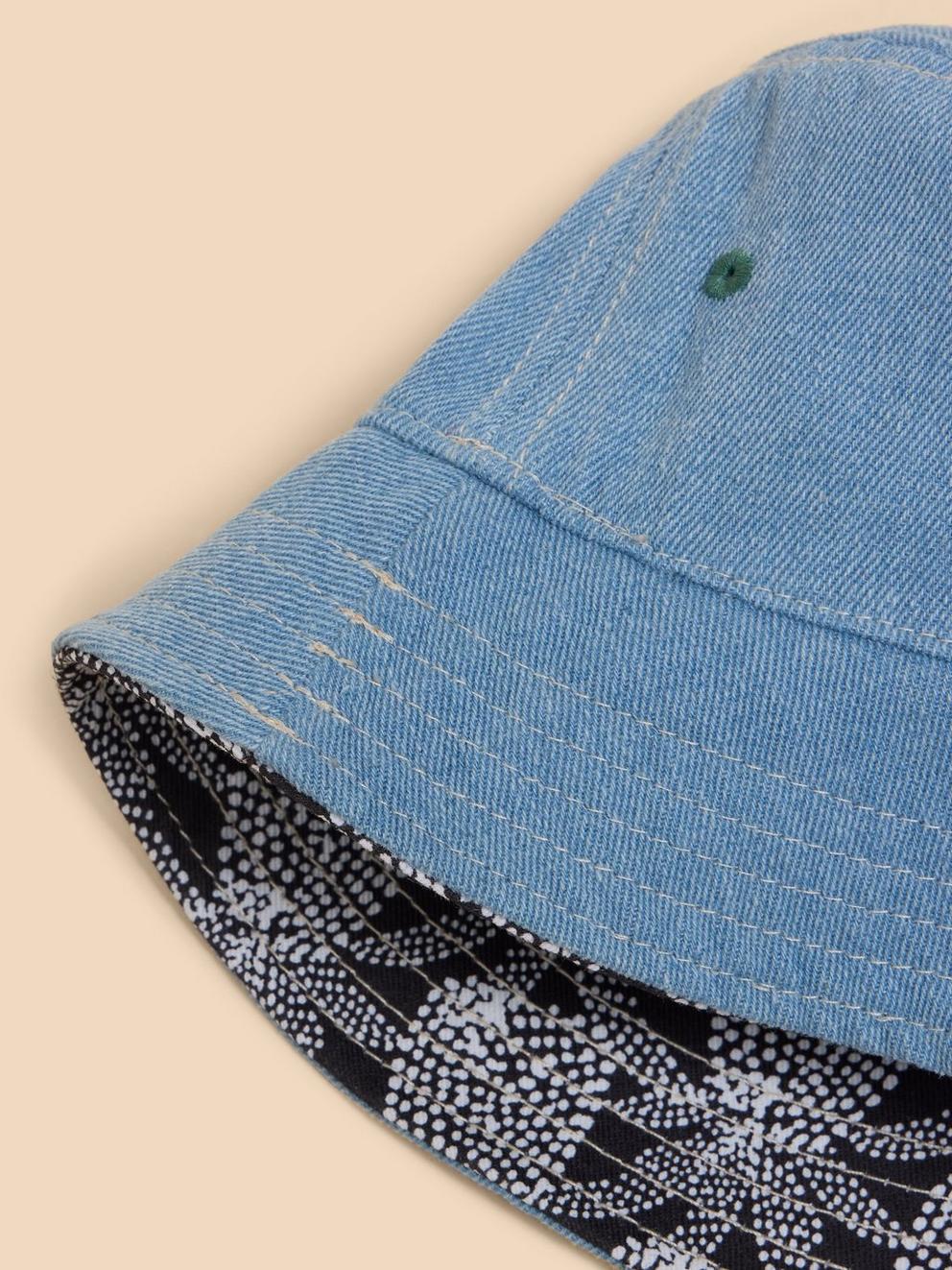 Reversible Bucket Hat in BLK MLT - FLAT DETAIL