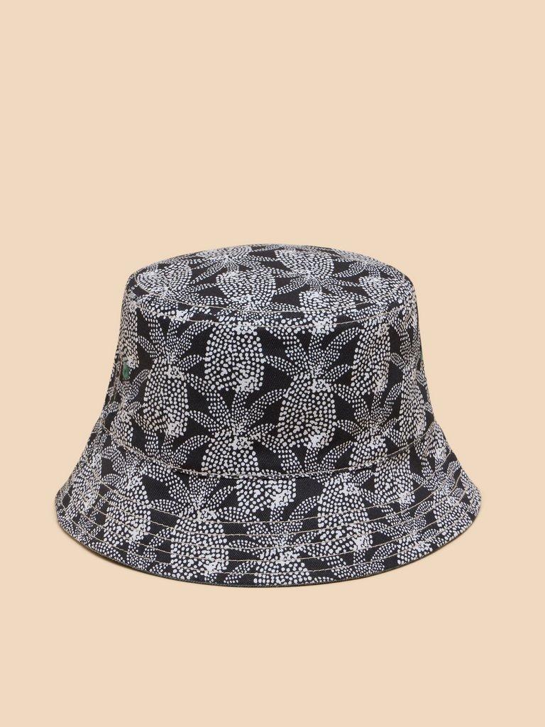Reversible Bucket Hat in BLK MLT - FLAT FRONT