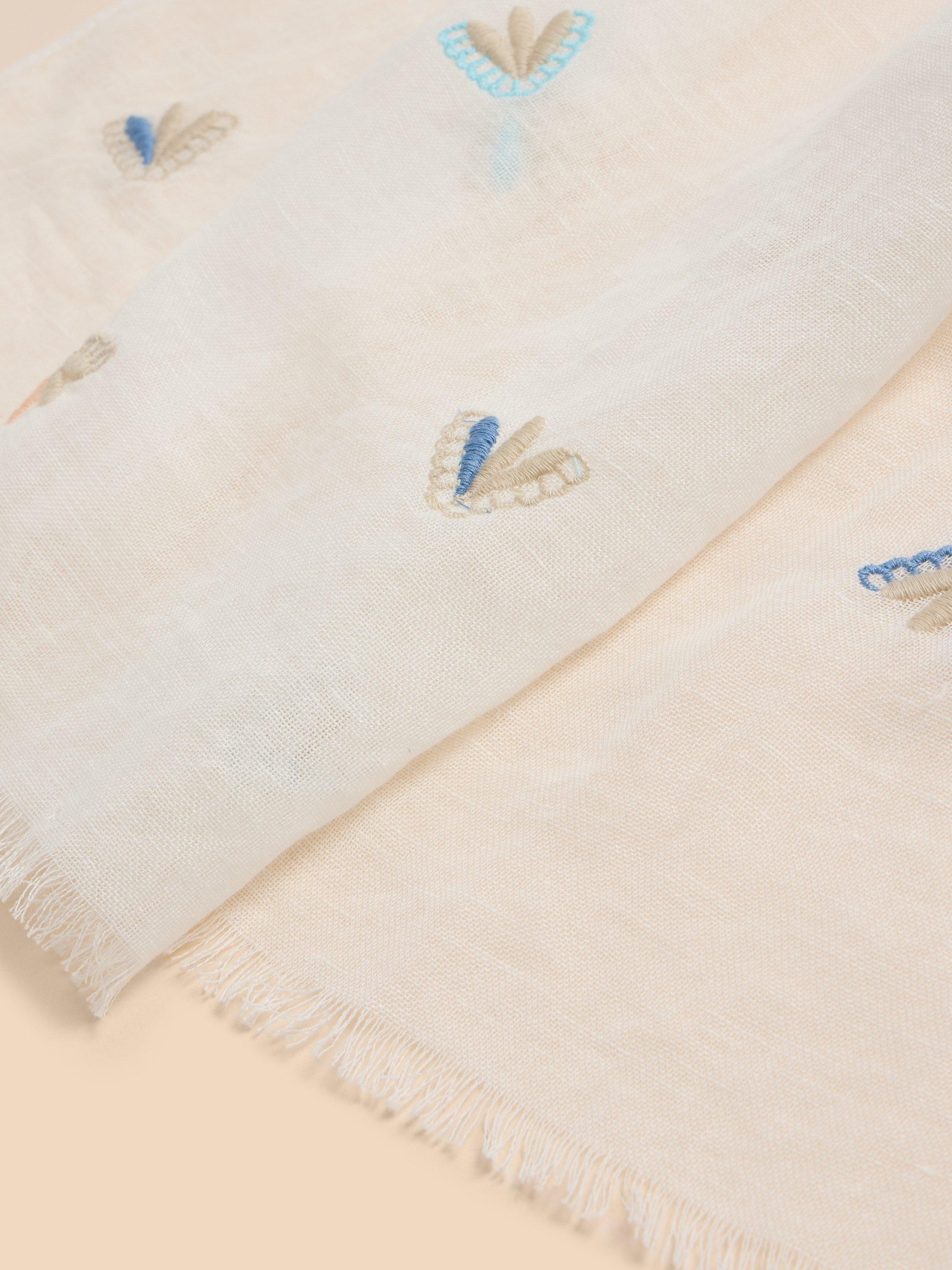 Embroidered Blend Scarf in IVORY MLT - FLAT DETAIL
