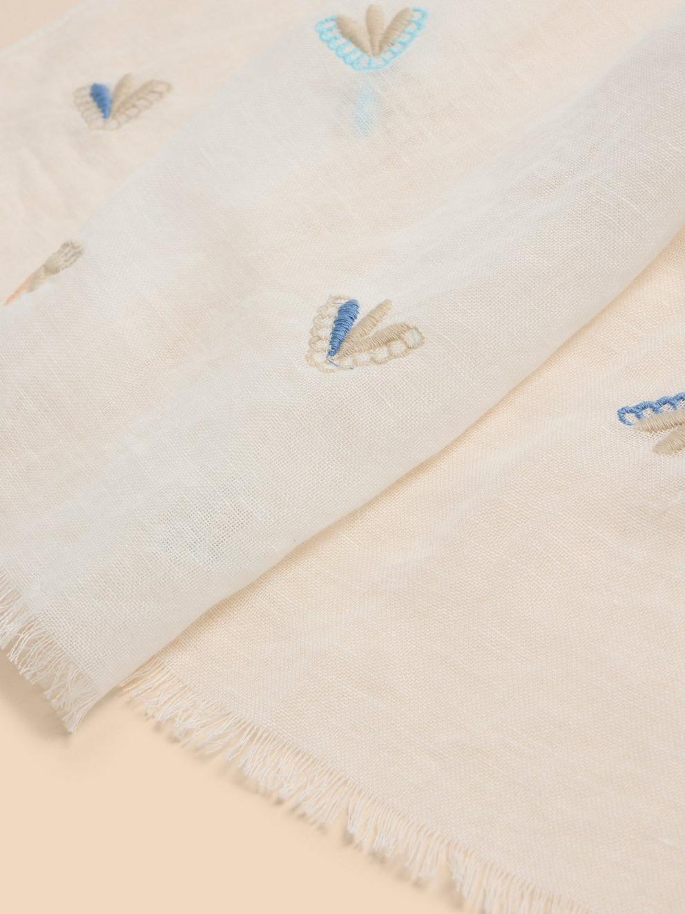 Embroidered Blend Scarf in IVORY MLT - FLAT DETAIL