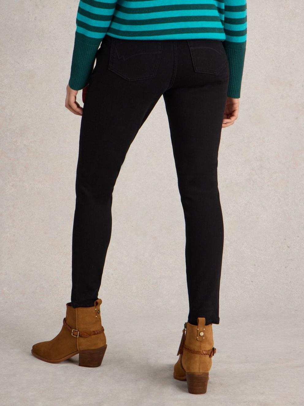 Holly Skinny Jean in BLK DENIM - MODEL BACK