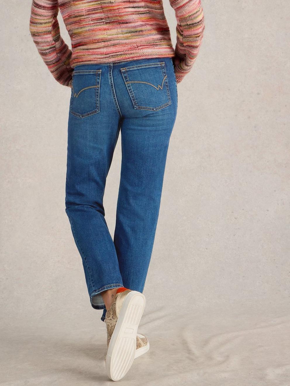 Taylor Straight Jean in MID DENIM - MODEL BACK