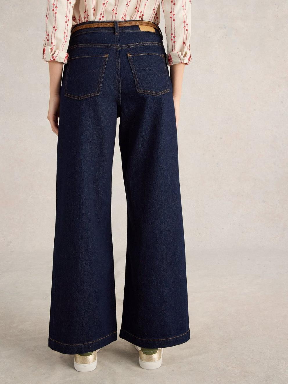 Ayla Wide Leg Jean in DK DENIM - MODEL BACK