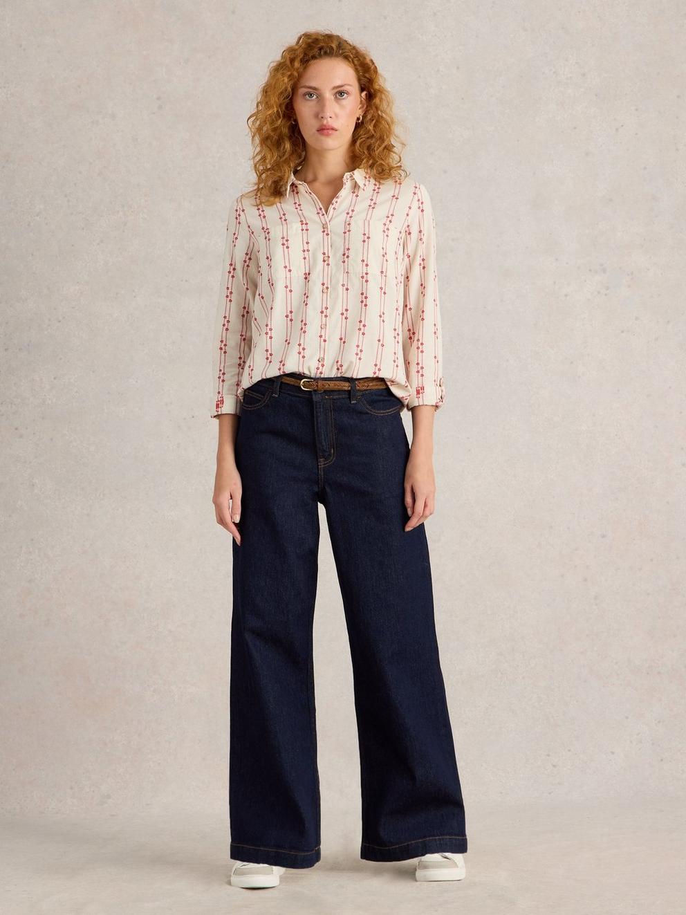 Ayla Wide Leg Jean in DK DENIM - MODEL FRONT