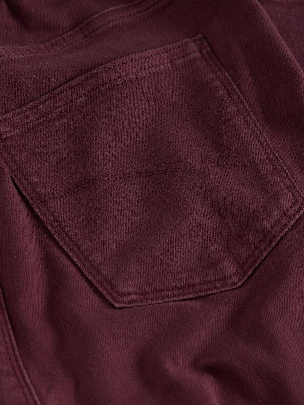 Janey Cotton Mid Rise Jegging in DK PLUM - FLAT DETAIL