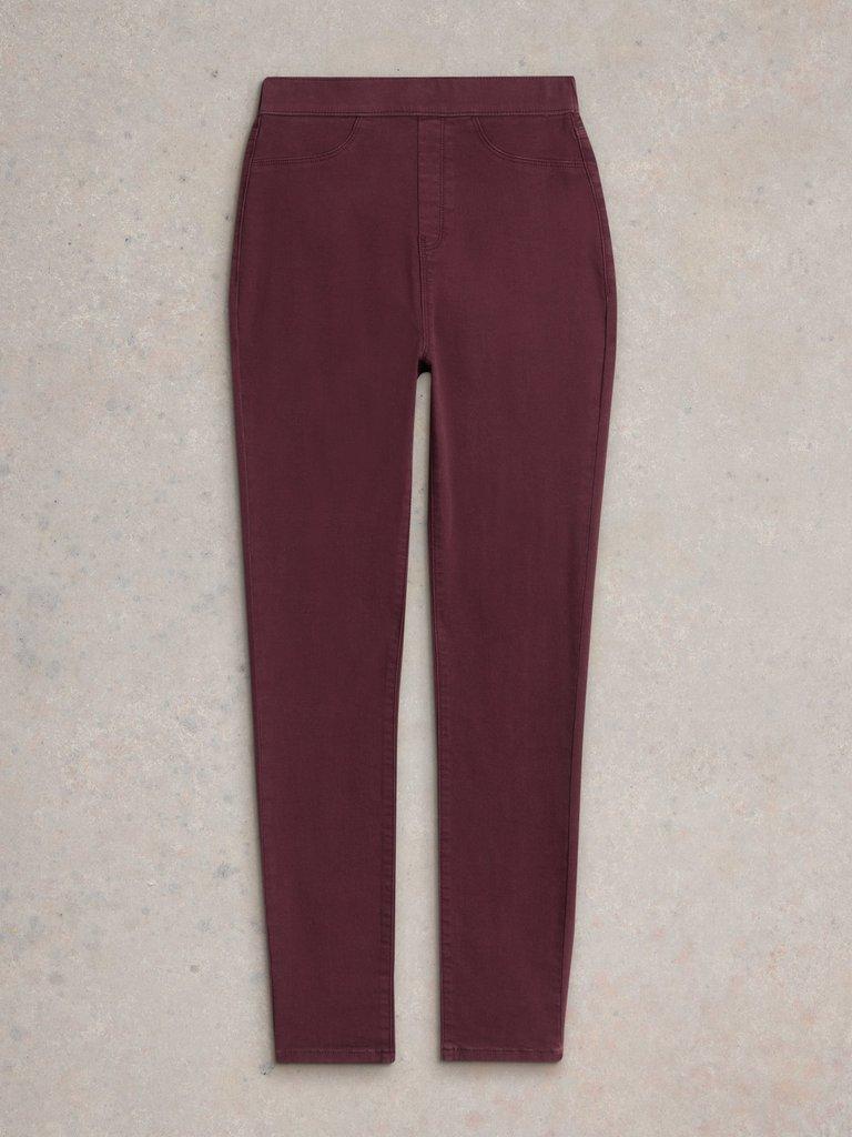 Janey Cotton Mid Rise Jegging in DK PLUM - FLAT FRONT