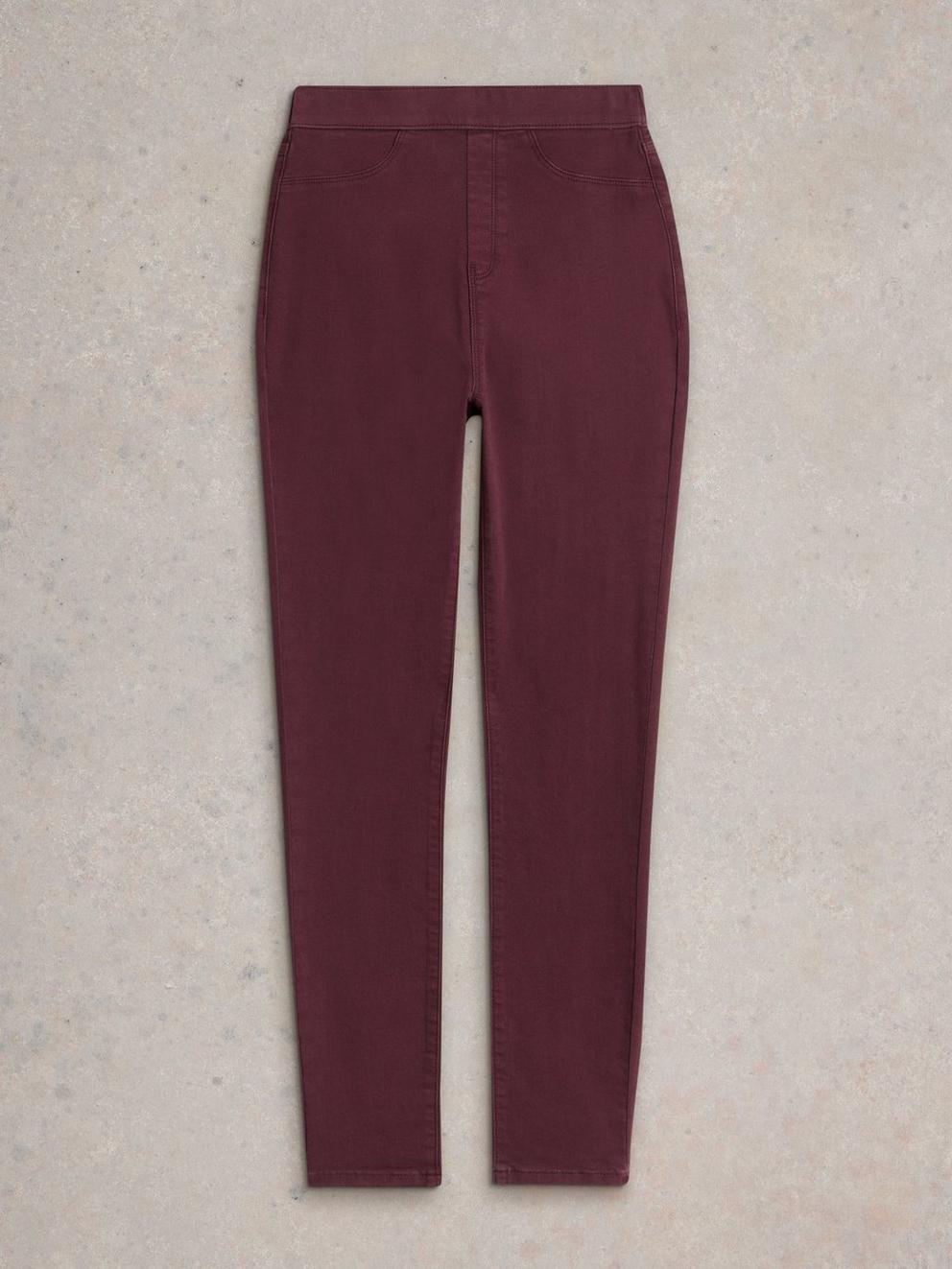 Janey Cotton Mid Rise Jegging in DK PLUM - FLAT FRONT