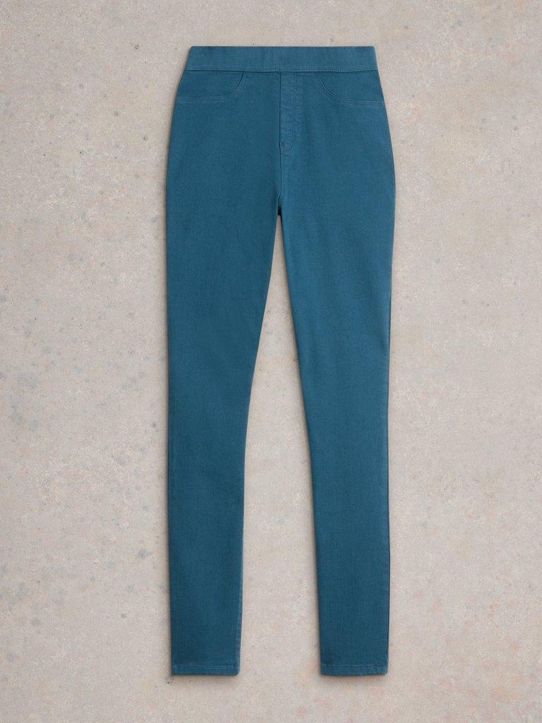 Janey Cotton Mid Rise Jegging in DK TEAL - FLAT FRONT