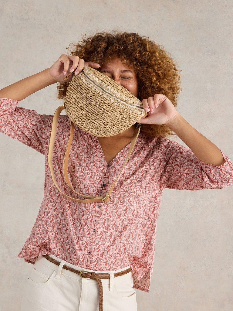 Rae Organic Cotton V Neck Top in PINK MLT - LIFESTYLE