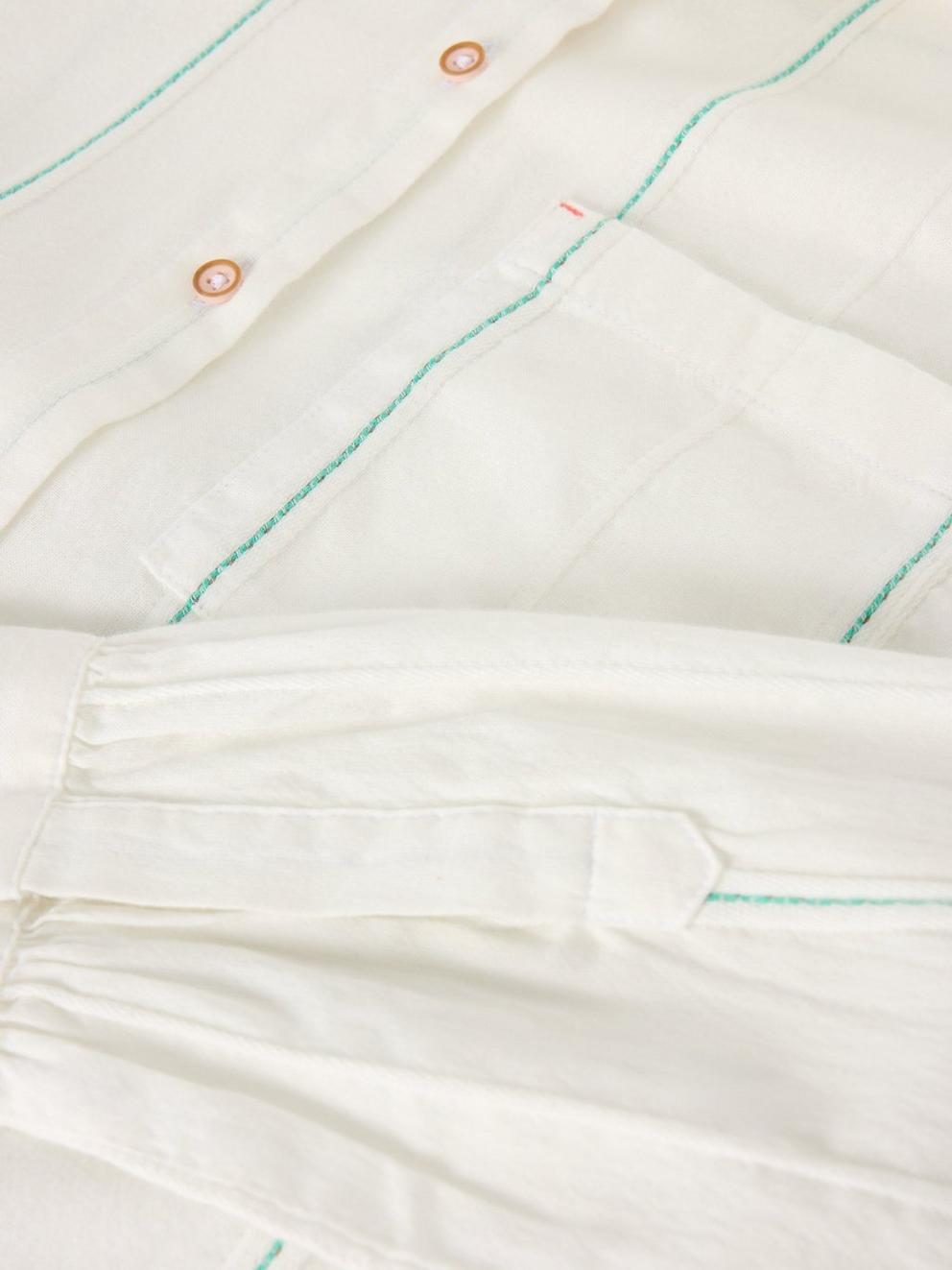 Longline Laurel Cotton Shirt in IVORY MLT - FLAT DETAIL