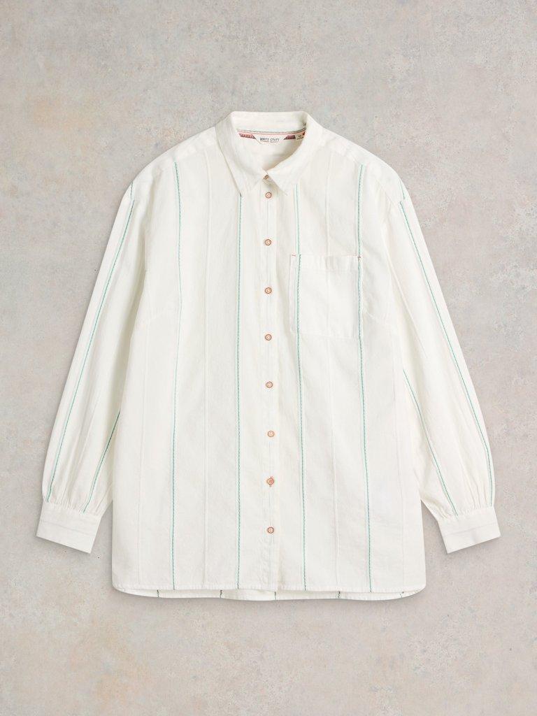 Longline Laurel Cotton Shirt in IVORY MLT - FLAT FRONT
