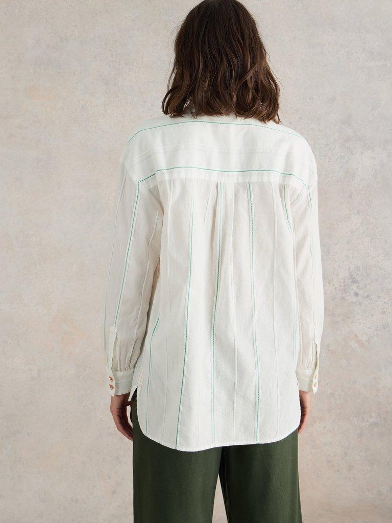 Longline Laurel Cotton Shirt in IVORY MLT - MODEL BACK