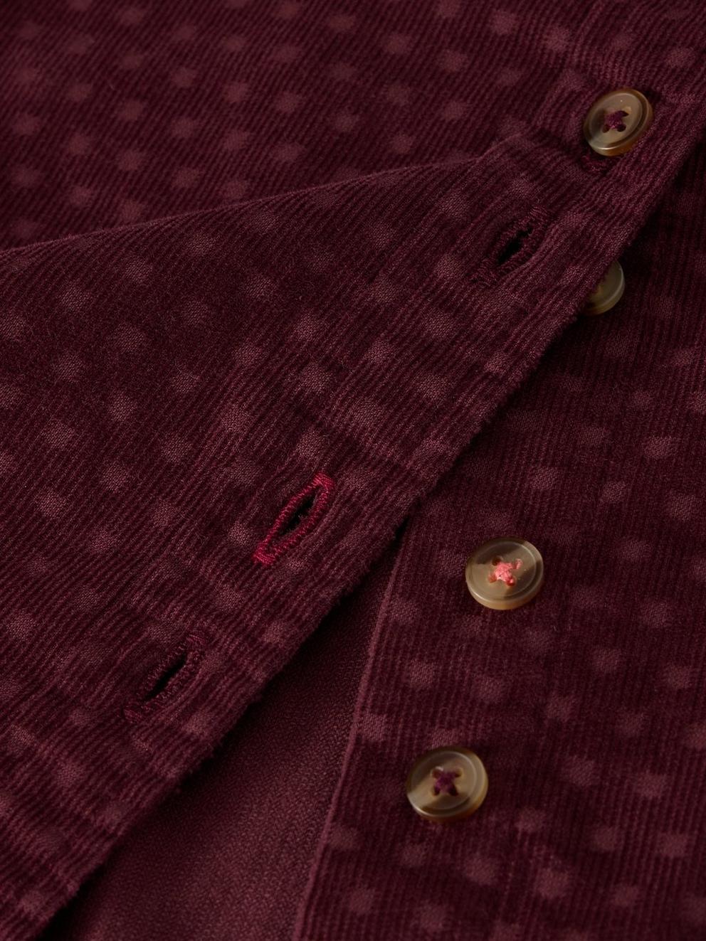 Daria Cord Spot Shirt in MID PLUM - FLAT DETAIL