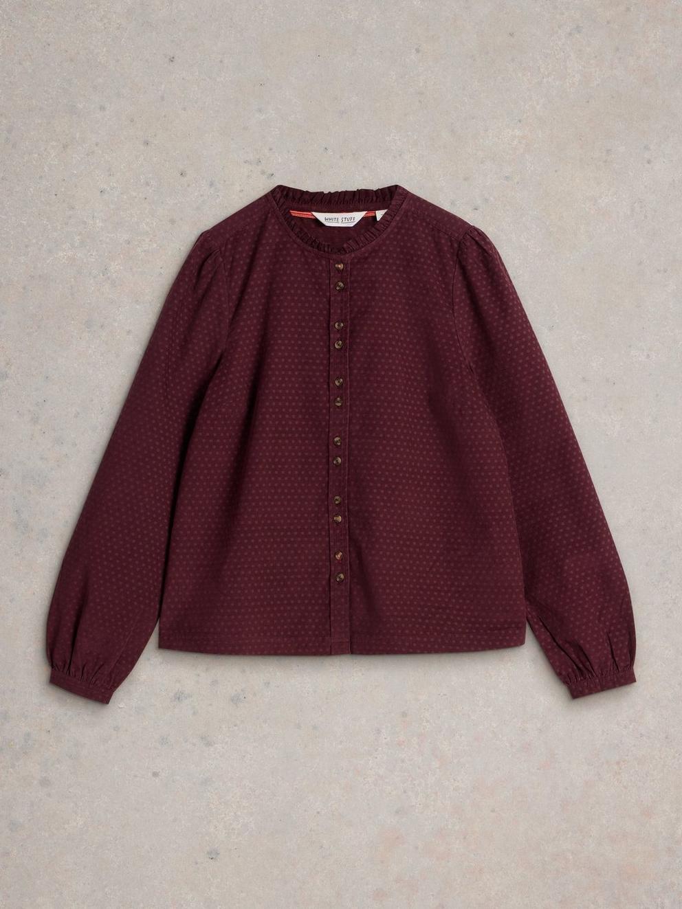 Daria Cord Spot Shirt in MID PLUM - FLAT FRONT