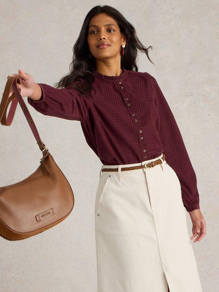 Daria Cord Spot Shirt in MID PLUM - LIFESTYLE