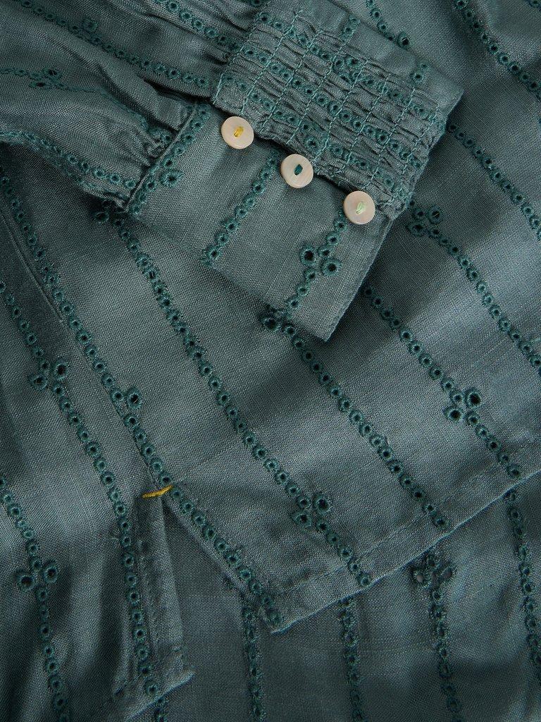 Aster Broderie Shirt in DUS GREEN - FLAT DETAIL