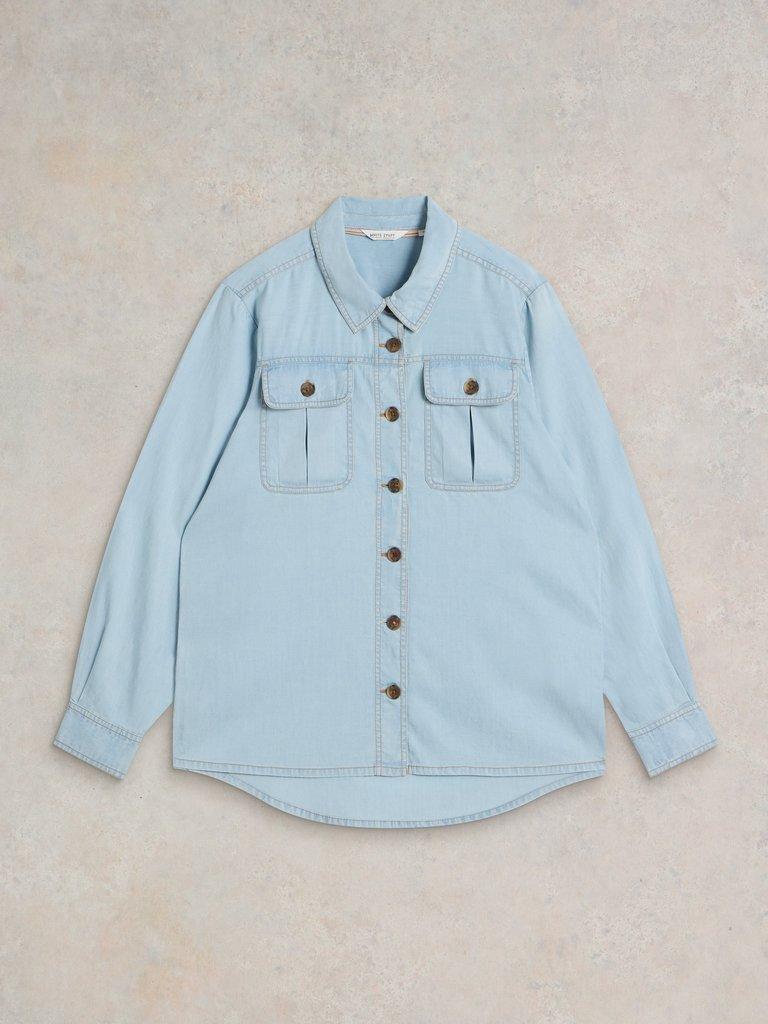 Demi Cargo Shirt in LGT DENIM - FLAT FRONT
