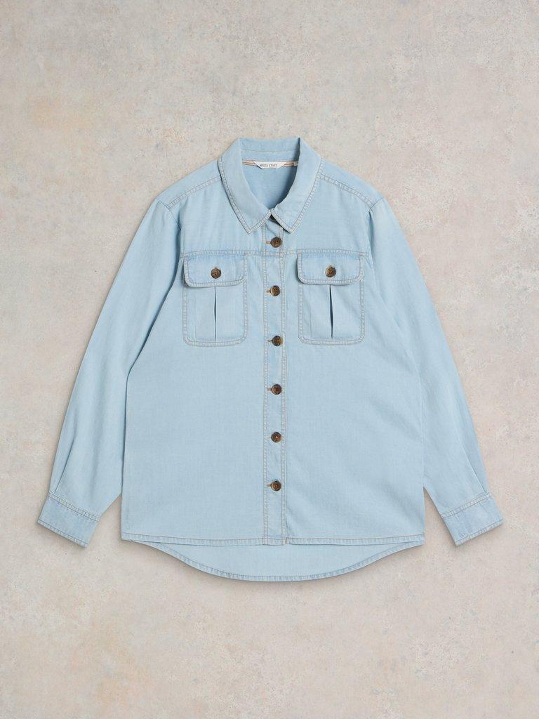 Demi Cargo Shirt in LGT DENIM - FLAT FRONT