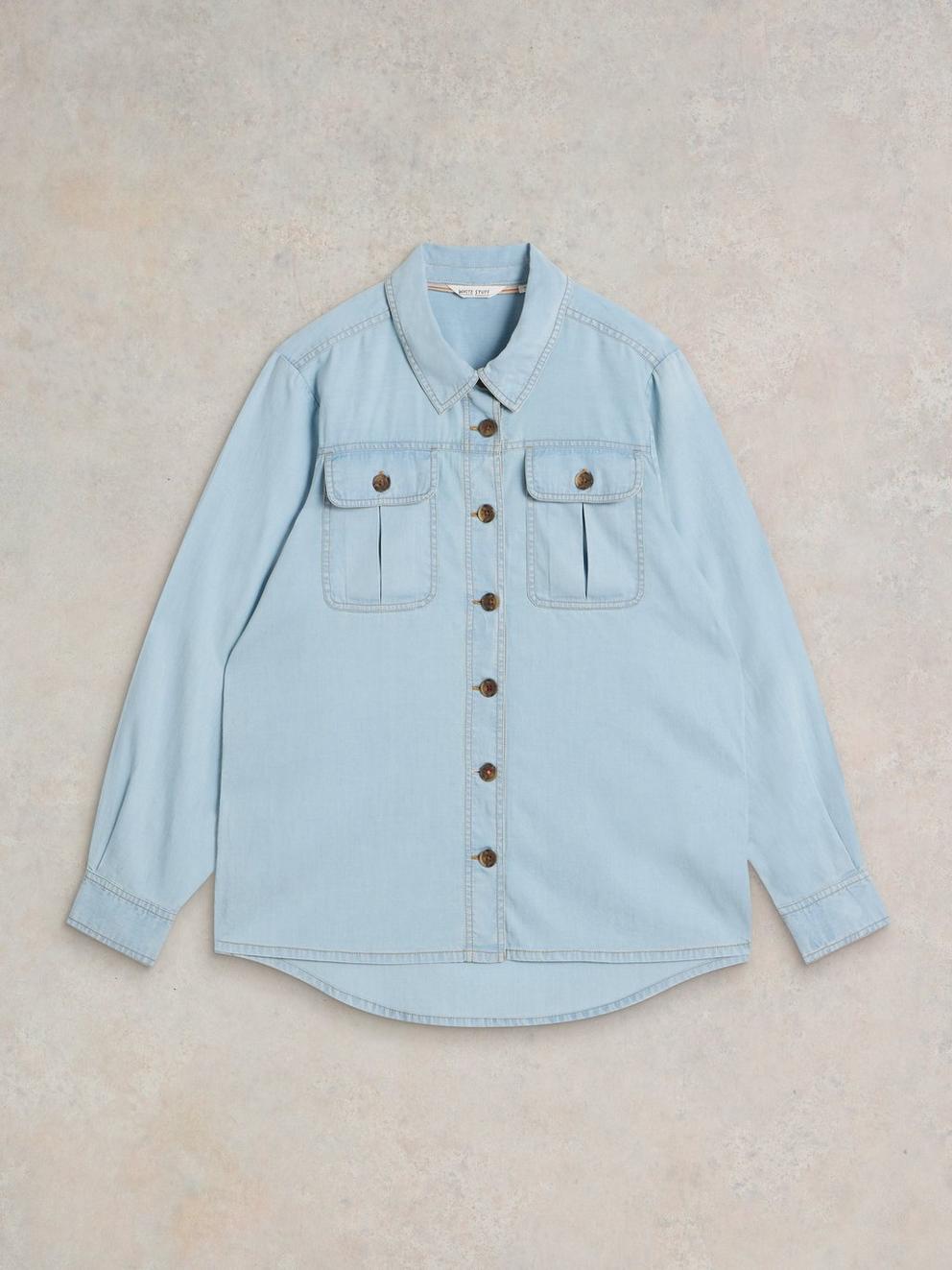 Demi Cargo Shirt in LGT DENIM - FLAT FRONT