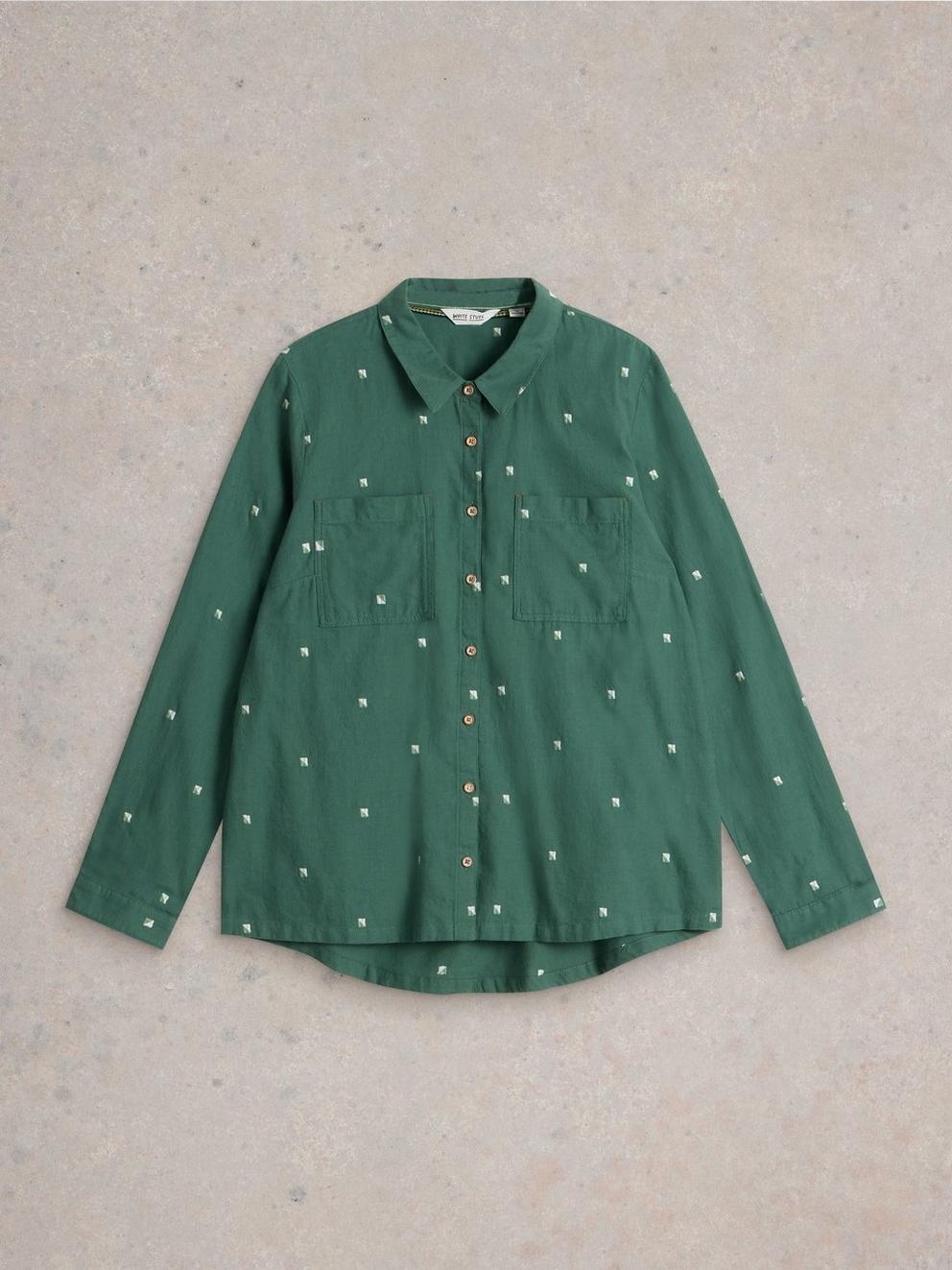 Sophie Organic Shirt in GREEN MLT - FLAT FRONT