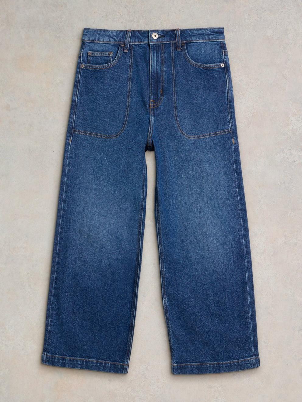 Tia Cropped Wide Leg Jean in DK DENIM - FLAT FRONT