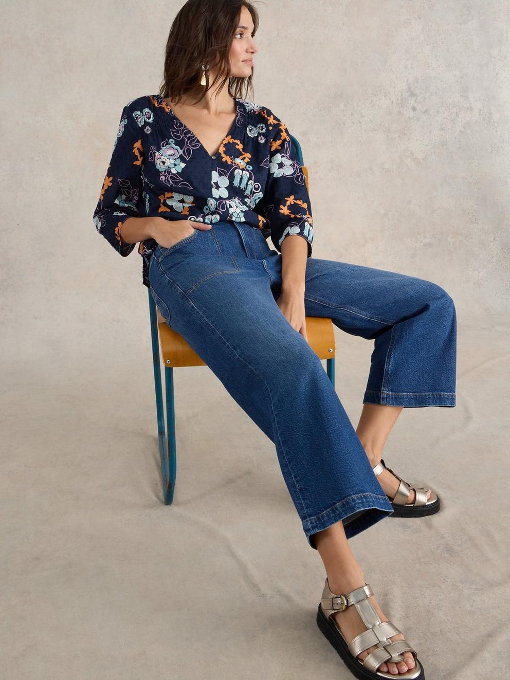 Tia Cropped Wide Leg Jean in DK DENIM - LIFESTYLE
