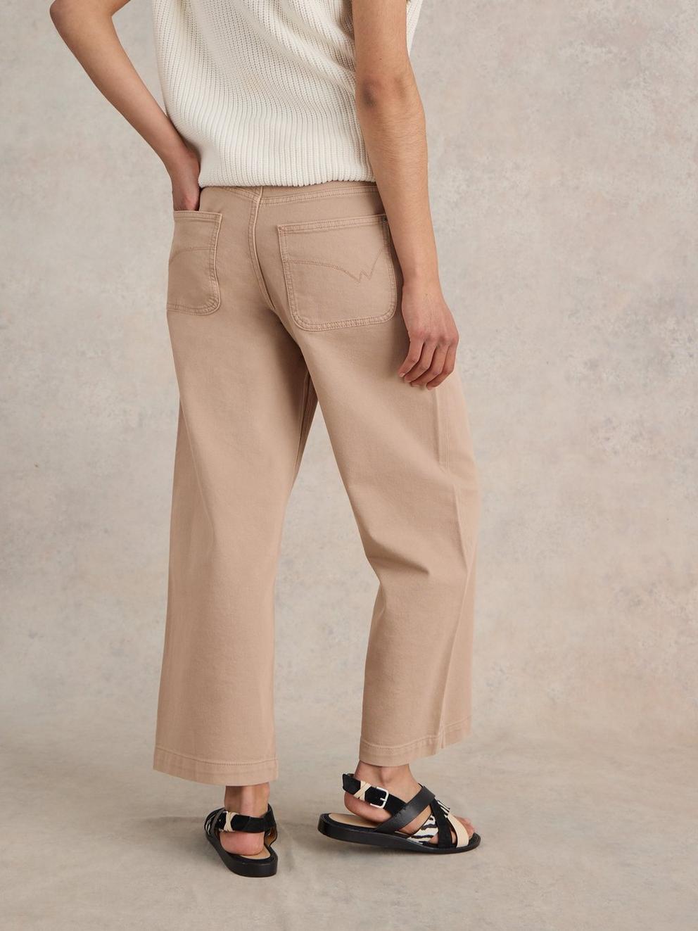 Tia Cropped Wide Leg Jean in DK NAT - MODEL BACK