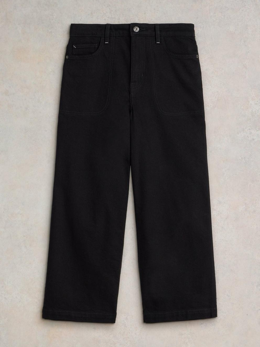 Tia Cropped Wide Leg Jean in PURE BLK - FLAT FRONT