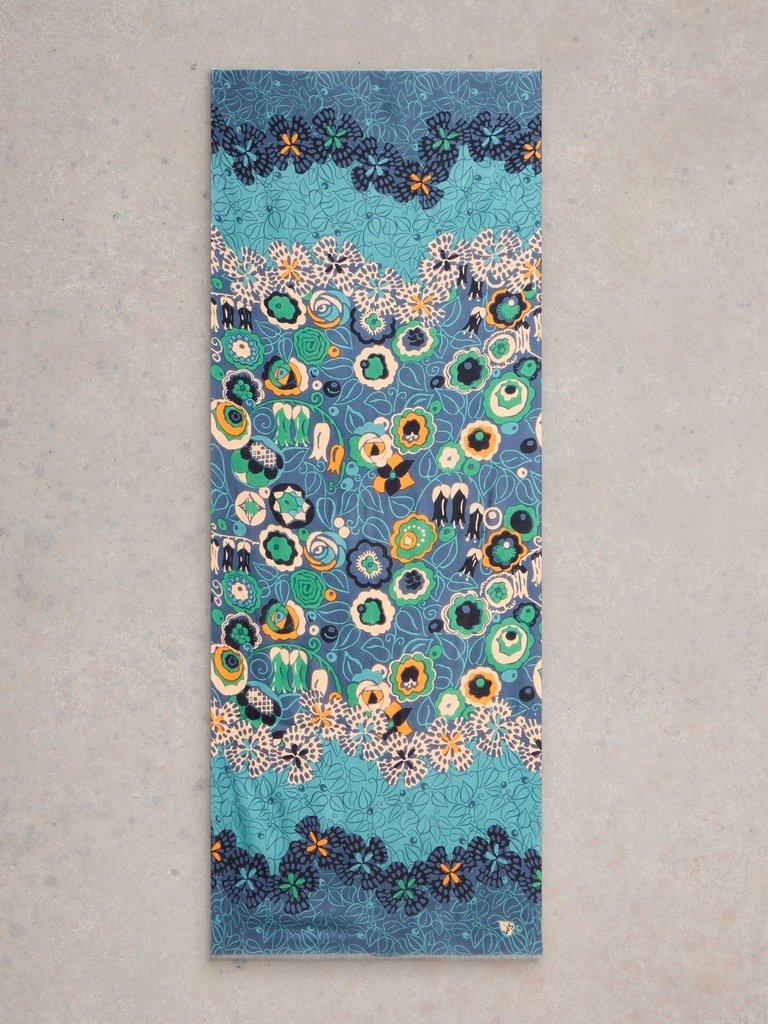 Bejewelled Printed Scarf in BLUE MLT - FLAT BACK