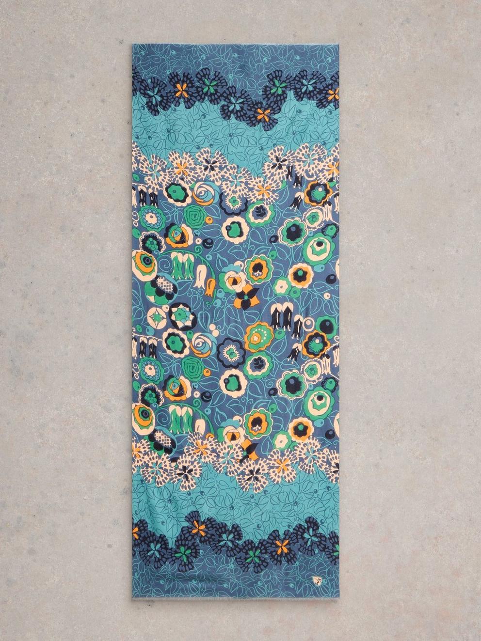 Bejewelled Printed Scarf in BLUE MLT - FLAT BACK