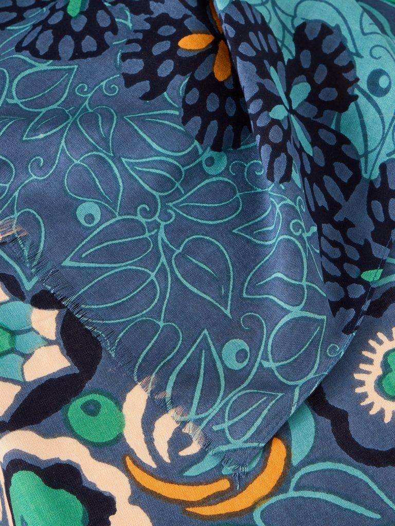 Bejewelled Printed Scarf in BLUE MLT - FLAT DETAIL