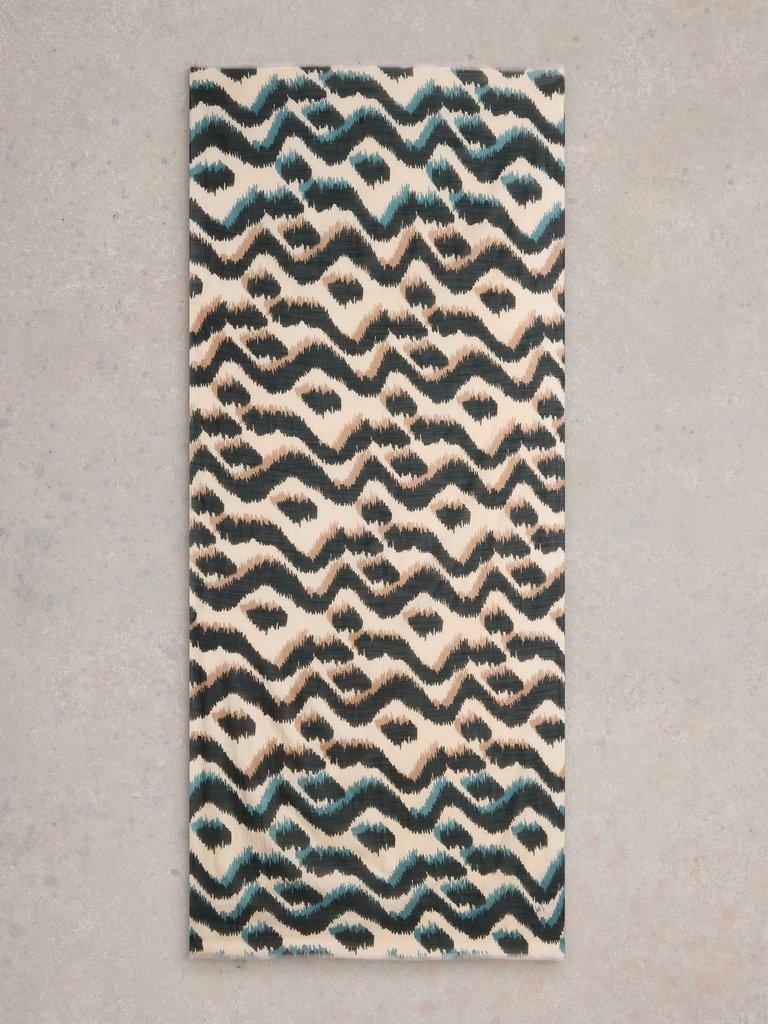Squiggle Ikat Print Scarf in NAT MLT - FLAT BACK