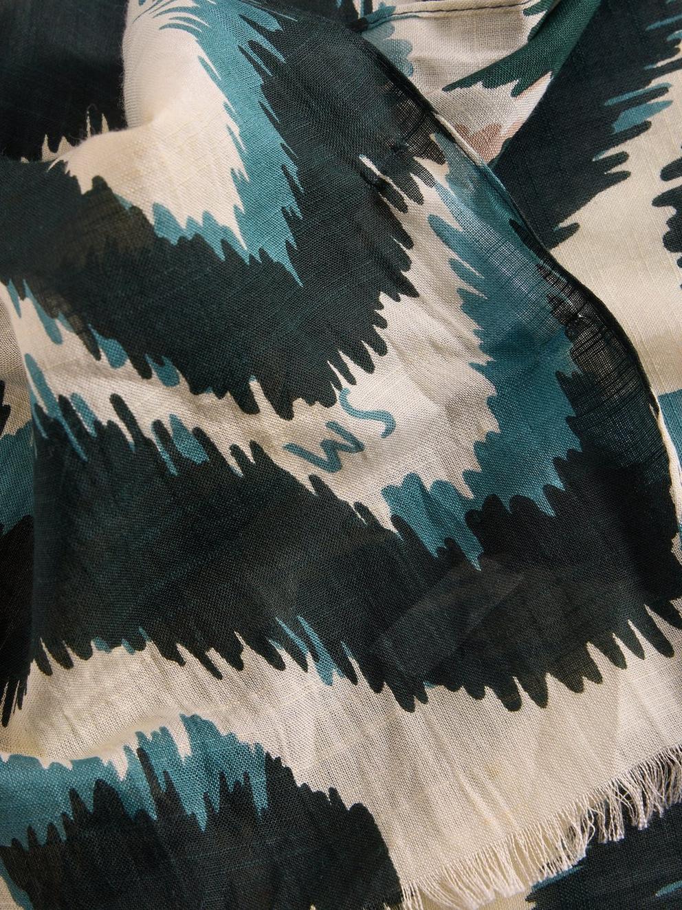 Squiggle Ikat Print Scarf in NAT MLT - FLAT DETAIL