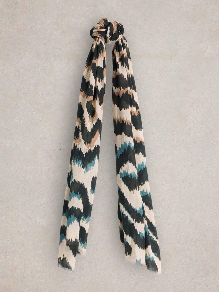 Squiggle Ikat Print Scarf in NAT MLT - FLAT FRONT