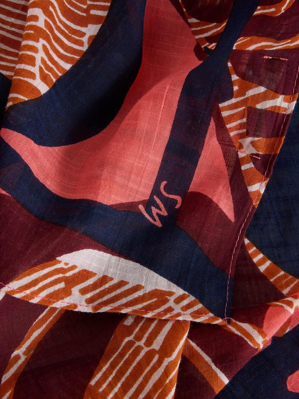 Abstract Geo Print Scarf in PINK MLT - FLAT DETAIL