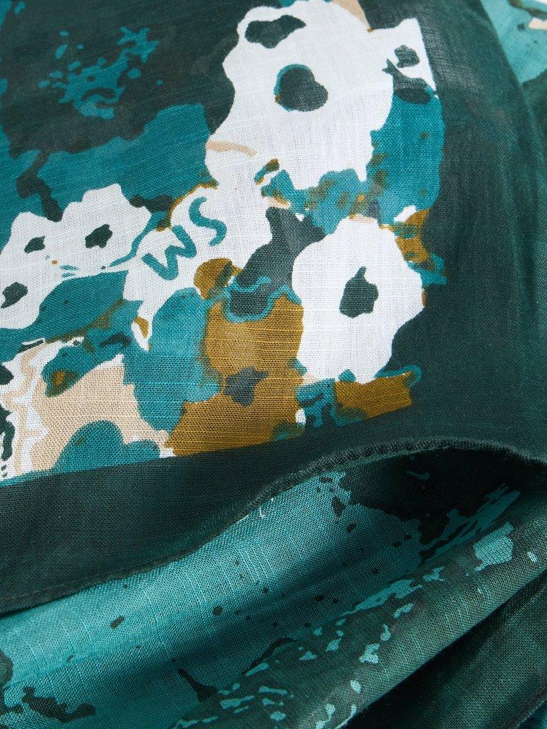 Daisy Hare Print Scarf in TEAL MLT - FLAT DETAIL