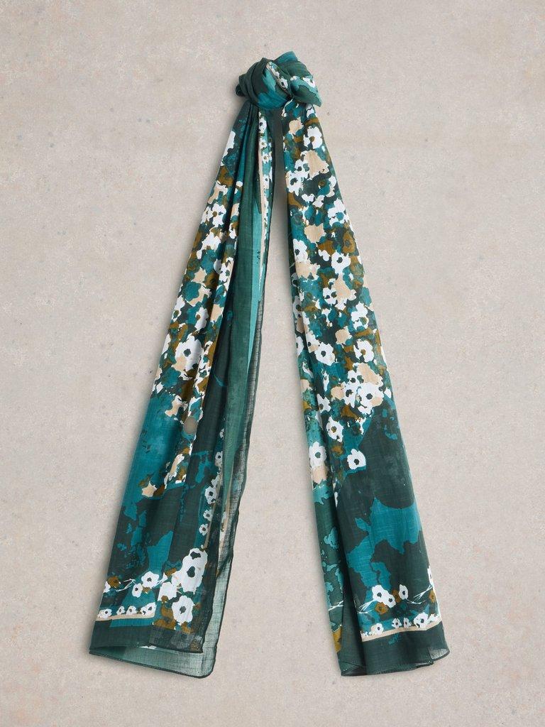 Daisy Hare Print Scarf in TEAL MLT - FLAT FRONT