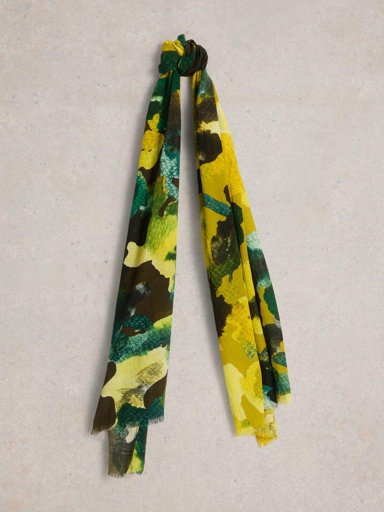 Abstract Floral Print Scarf in GREEN MLT - FLAT FRONT