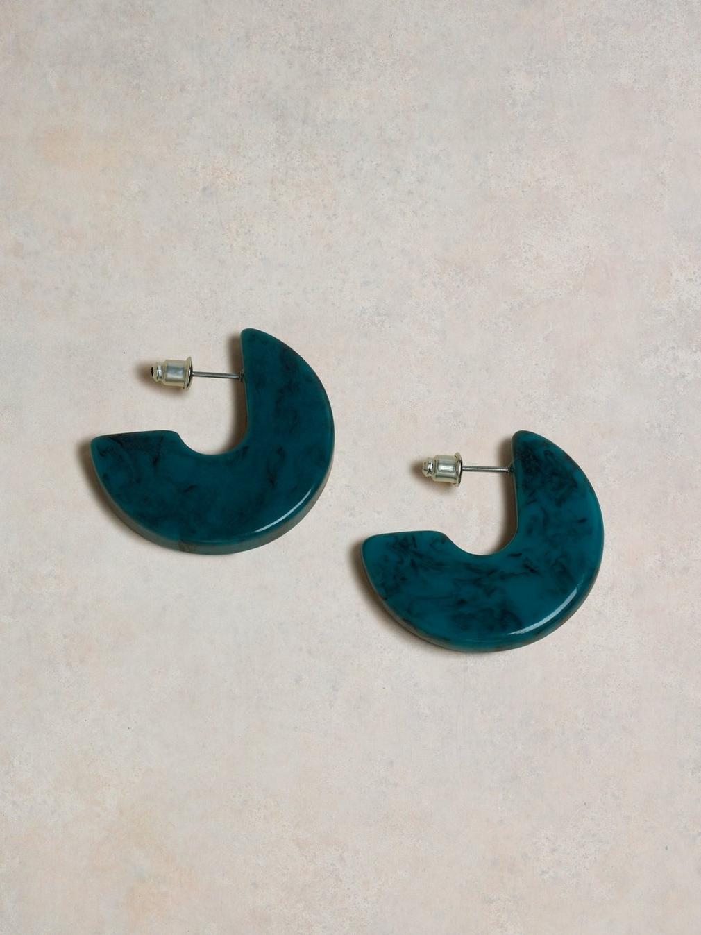 34 Circle Resin Hoop in TEAL MLT - FLAT FRONT