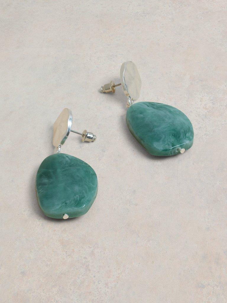 Hammered Resin Drop Earring in GREEN MLT - FLAT DETAIL