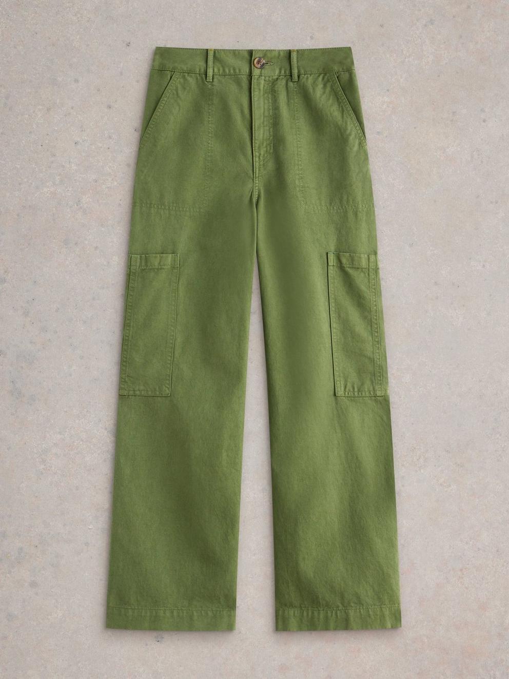 Cora Cargo Trouser in DK GREEN - FLAT FRONT