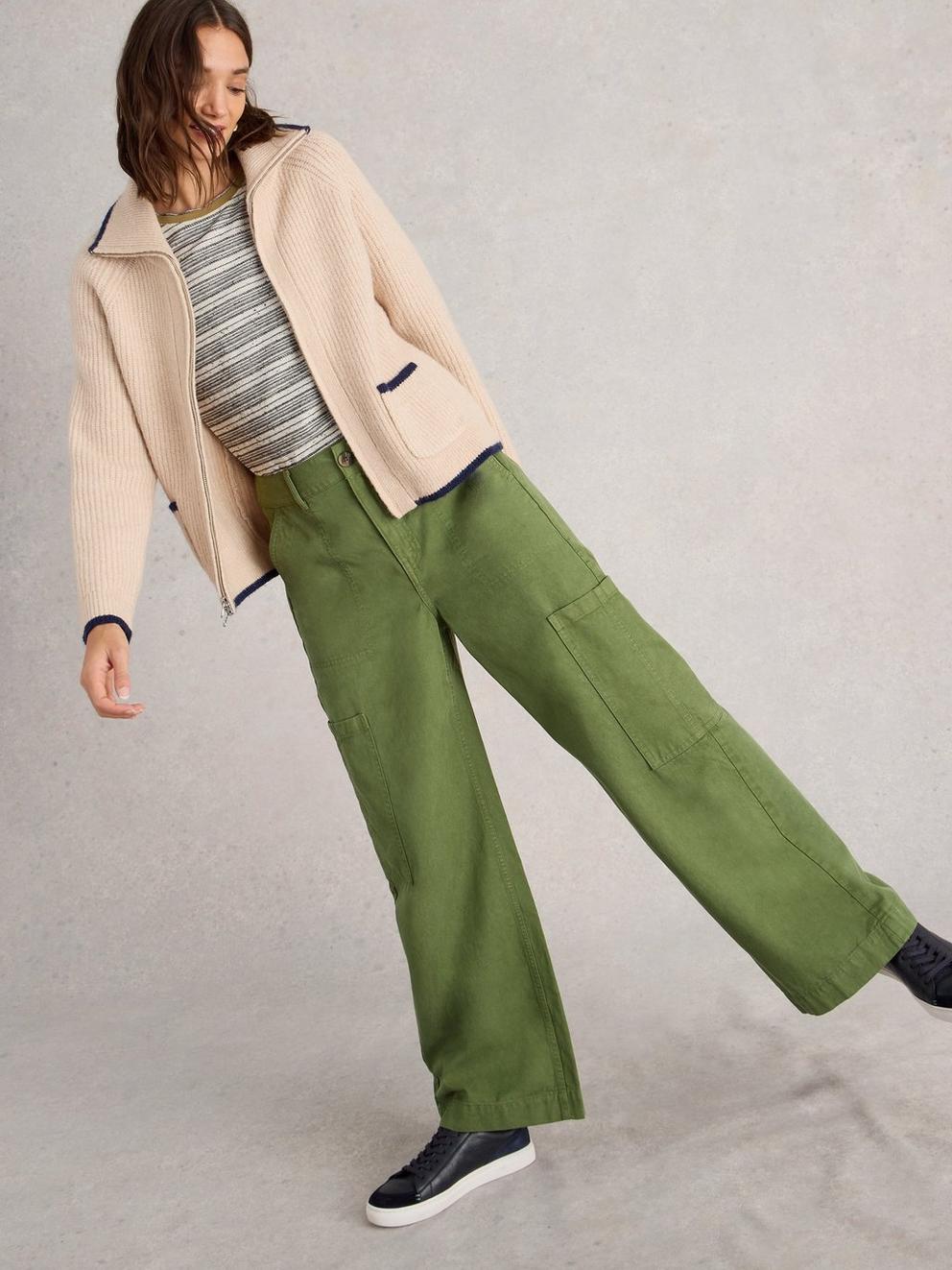 Cora Cargo Trouser in DK GREEN - LIFESTYLE