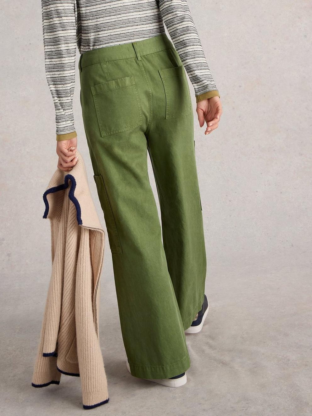 Cora Cargo Trouser in DK GREEN - MODEL BACK