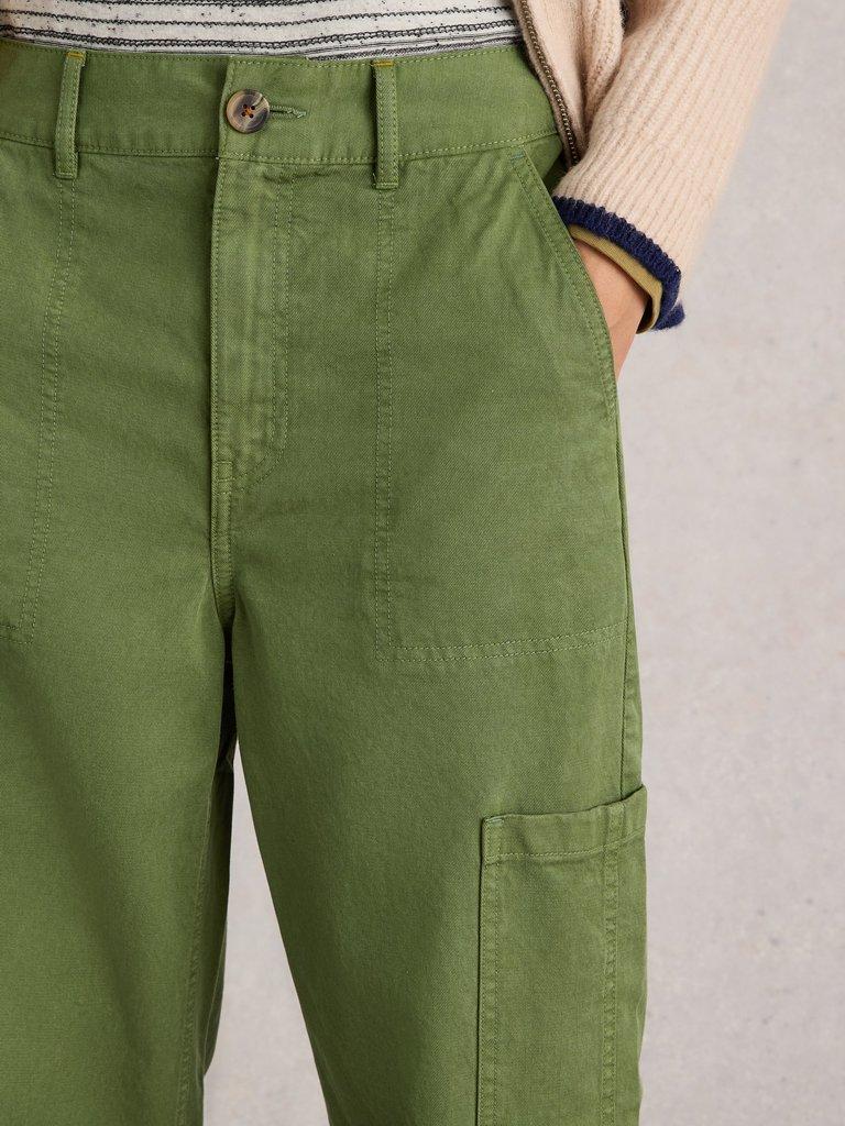 Cora Cargo Trouser in DK GREEN - MODEL DETAIL